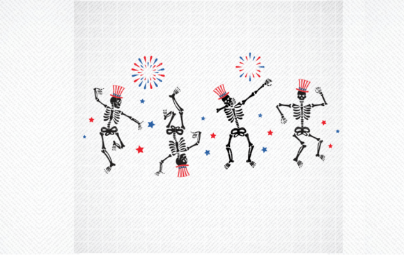 Dancing Skeleton 4th of July Svg, Png for Graphics and Crafts