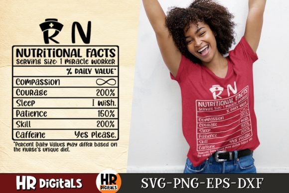 Registered Nurse Nutritional Facts SVG for Graphics and Crafts